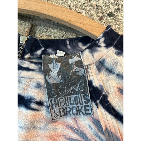 Tie-Dye Long-Sleeve Crewneck Top In Peach & Navy Velvet Blend - Picture 7 of 12